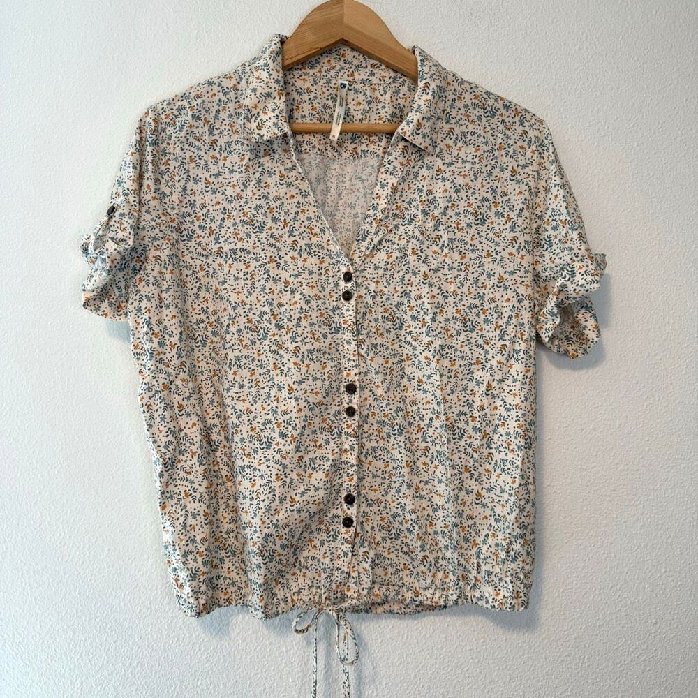 Kuhl Liliana Short Sleeve Natural Floral Blouse Size XL - Picture 2 of 12
